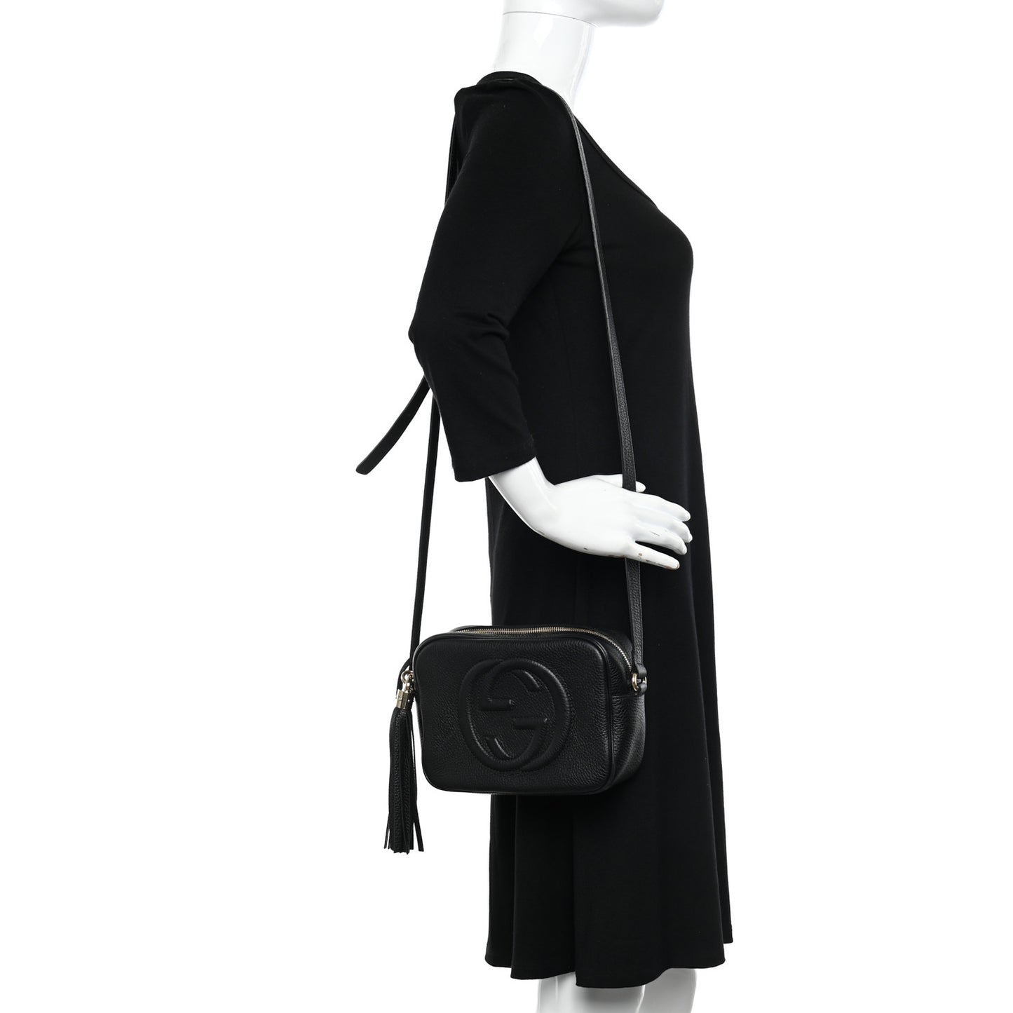 Pebbled Calfskin Small Soho Disco Bag Black