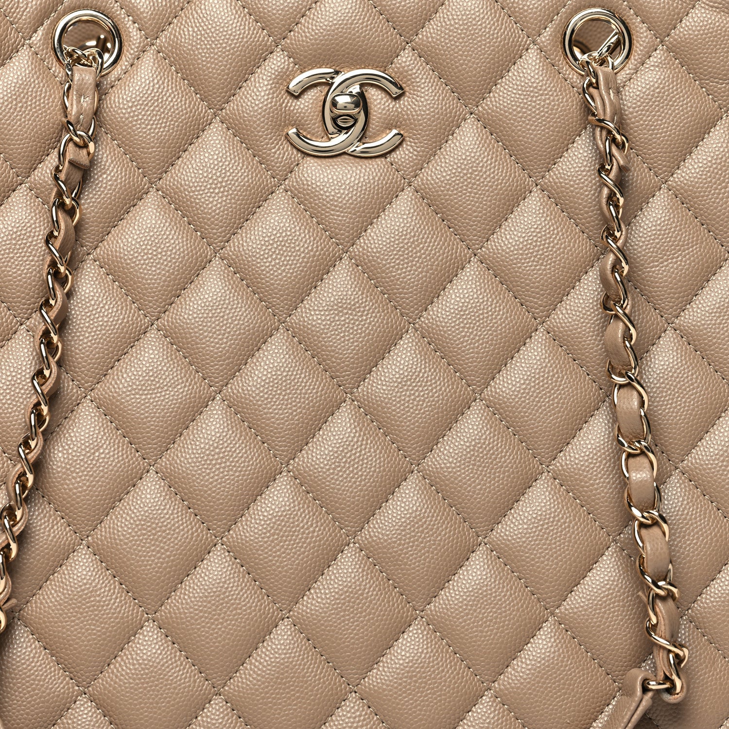 Chanel Caviar Quilted Large Shopping Tote Dark Beige 8 of 10