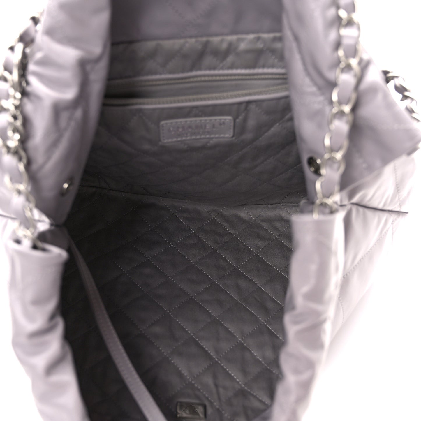 Shiny Calfskin Quilted Chanel 22 Light Grey