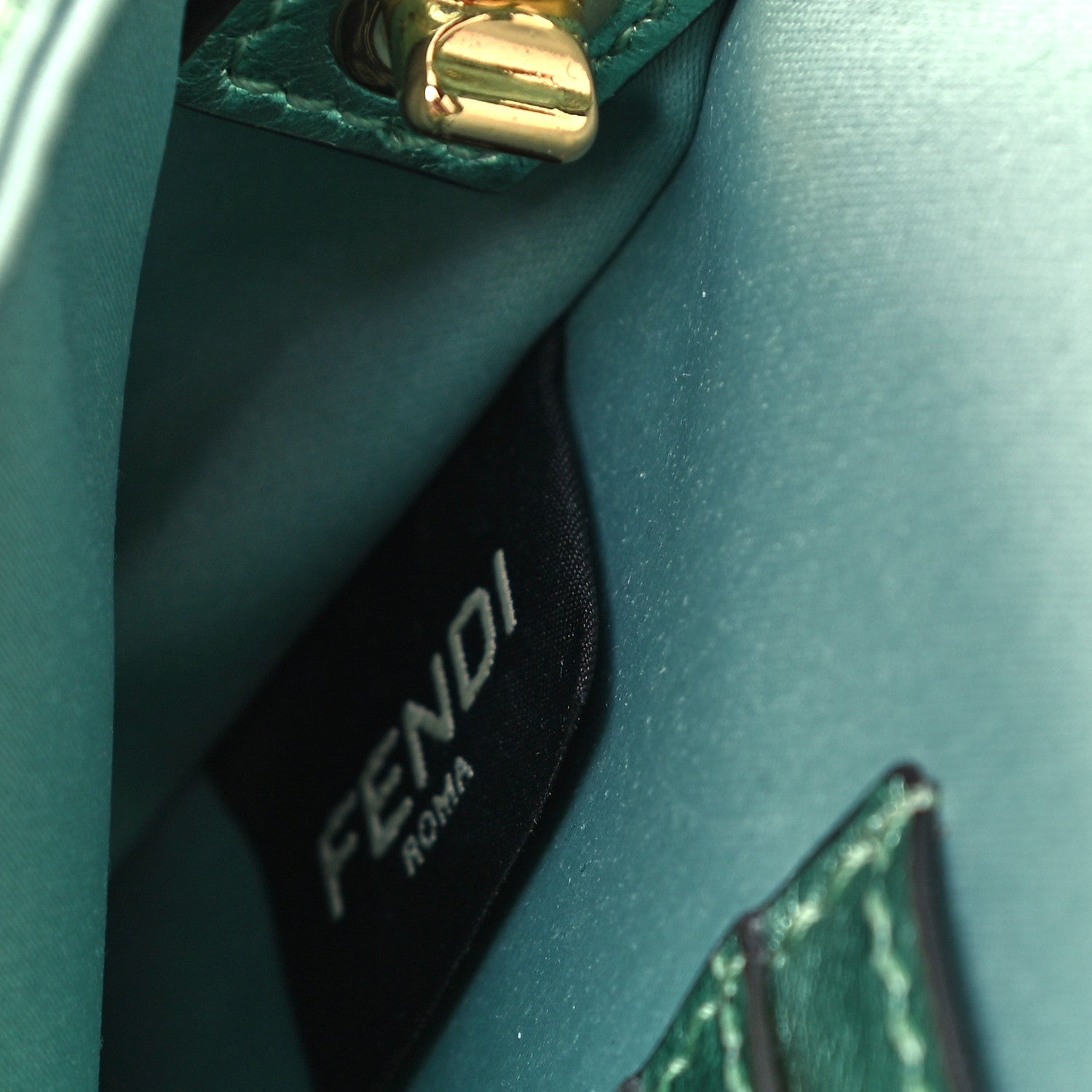 Fendi Satin Paillettes Catalan Mirror Mini Baguette 1997 Green 5 of 8