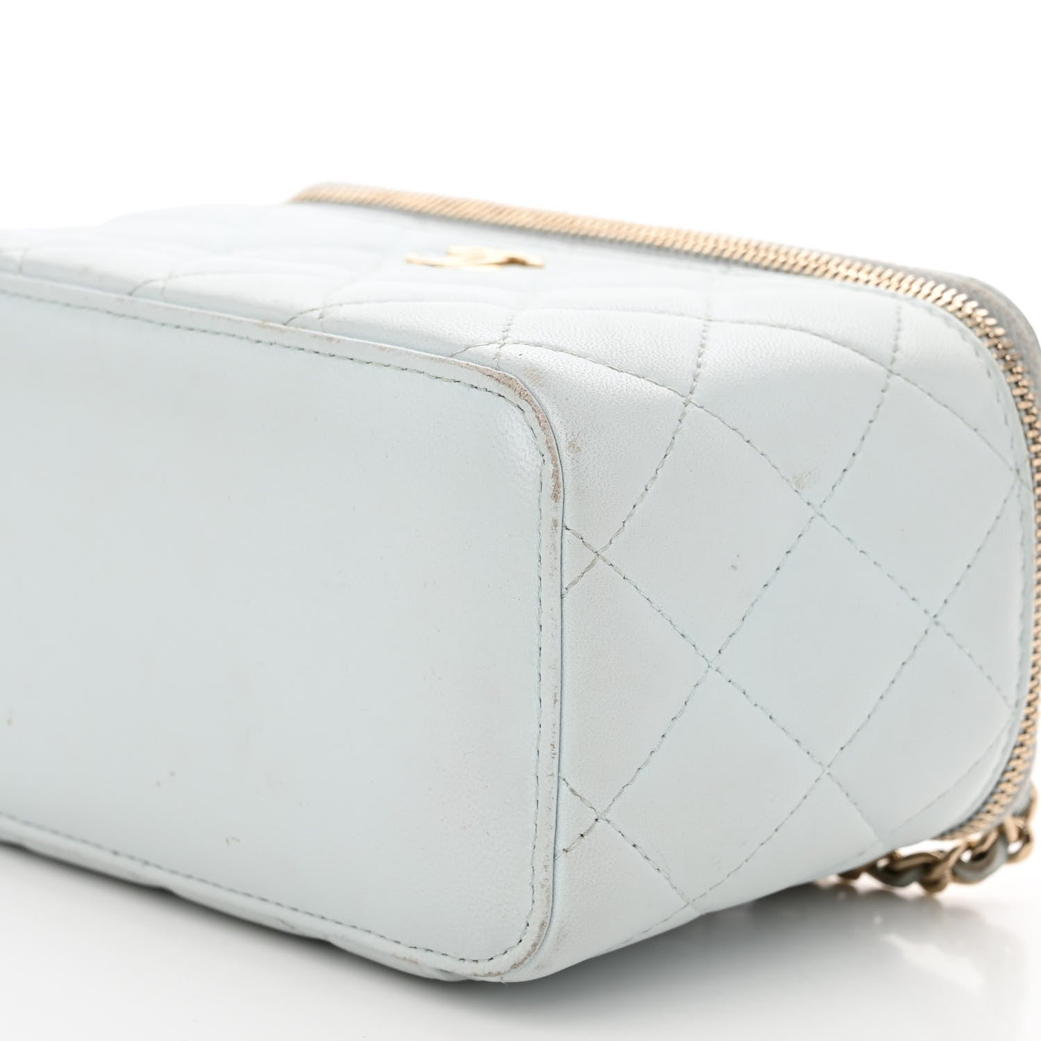 Chanel Lambskin Quilted Small Top Handle Vanity Case With Chain Light Blue 10 of 12