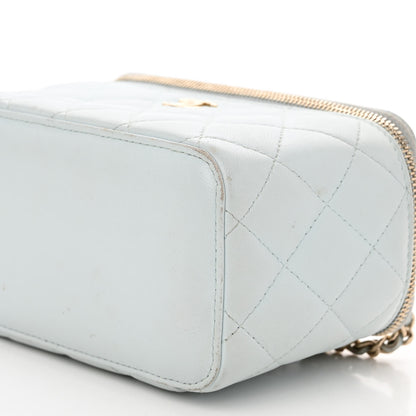 Chanel Lambskin Quilted Small Top Handle Vanity Case With Chain Light Blue 10 of 12