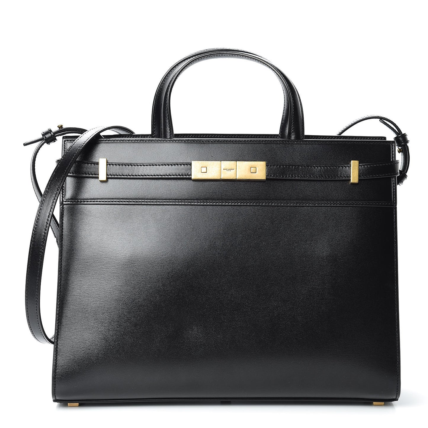 Calfskin Small Manhattan Shopper Tote Black