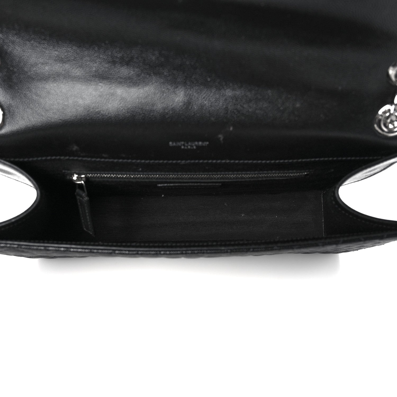 Saint Laurent Grain De Poudre Textured Mixed Matelasse Large Triquilt Monogram Satchel Black 4 of 18