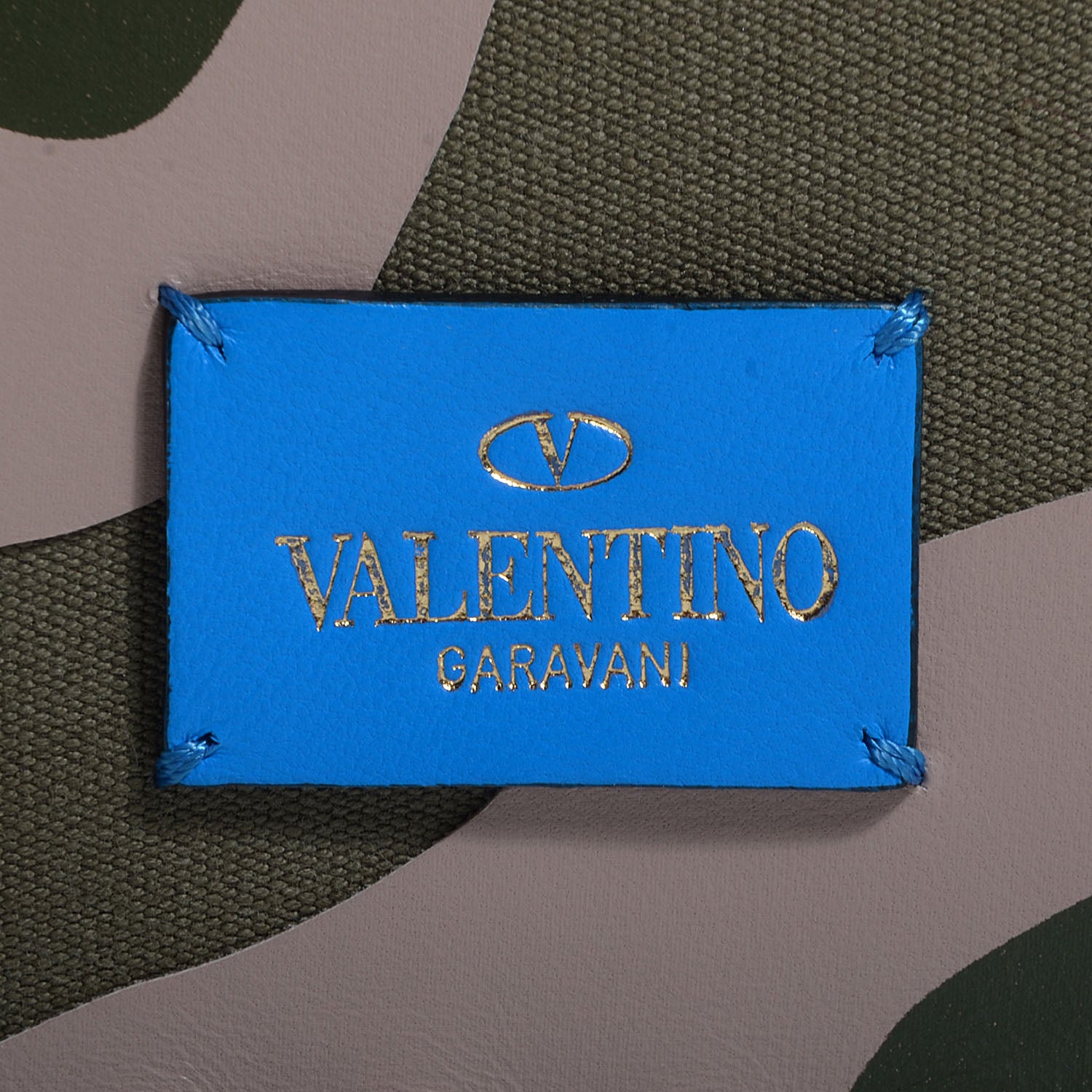 Valentino Garavani Nappa Canvas Camouflage Rockstud Wristlet Clutch Green Blue Fluo 8 of 8