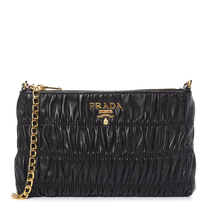 Prada Nappa Gaufre Chain Shoulder Bag Black 1 of 10