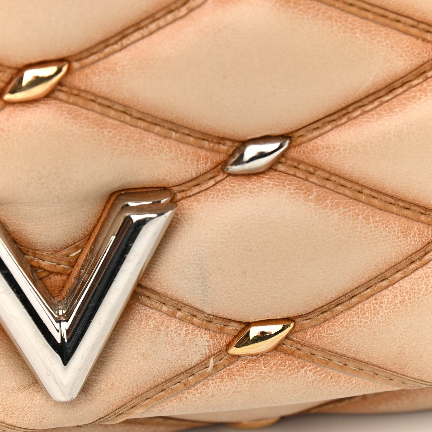 Louis Vuitton Lambskin Studded Malletage GO-14 PM Tan 16 of 16
