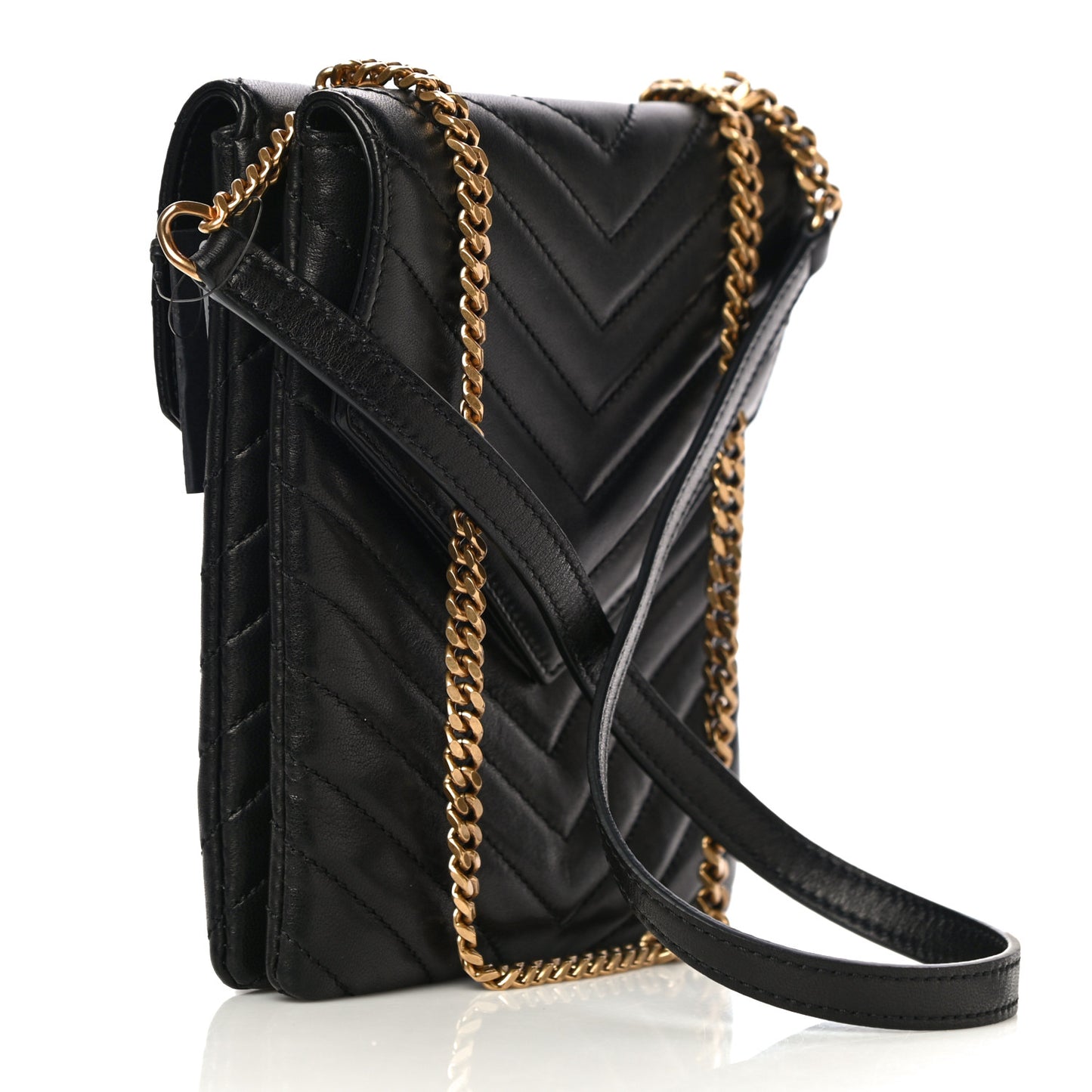 Lambskin Matelasse Monogram Double Flap Bag Black
