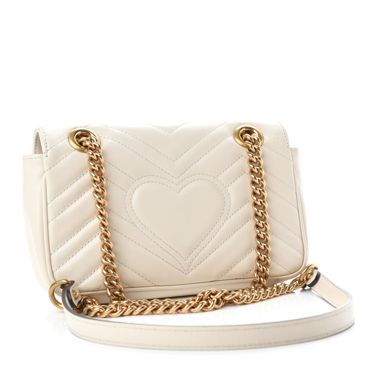 Calfskin Matelasse Mini GG Marmont Shoulder Bag White