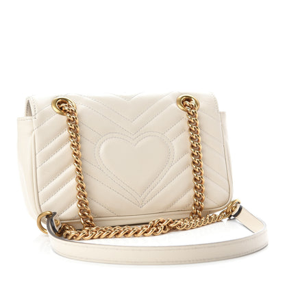 Gucci Calfskin Matelasse Mini GG Marmont Shoulder Bag White 3 of 10