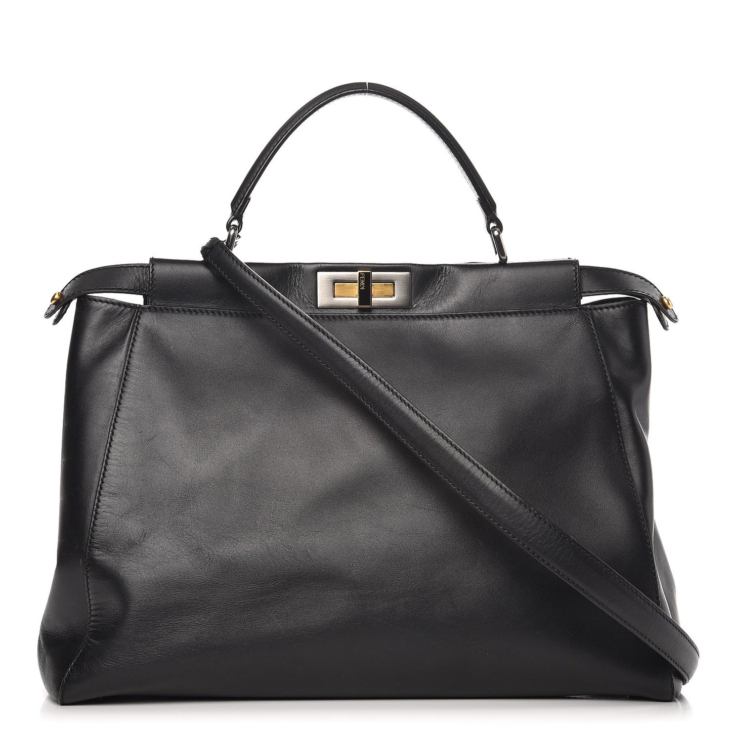 Vitello Suede Large Peekaboo Iconic Satchel Black