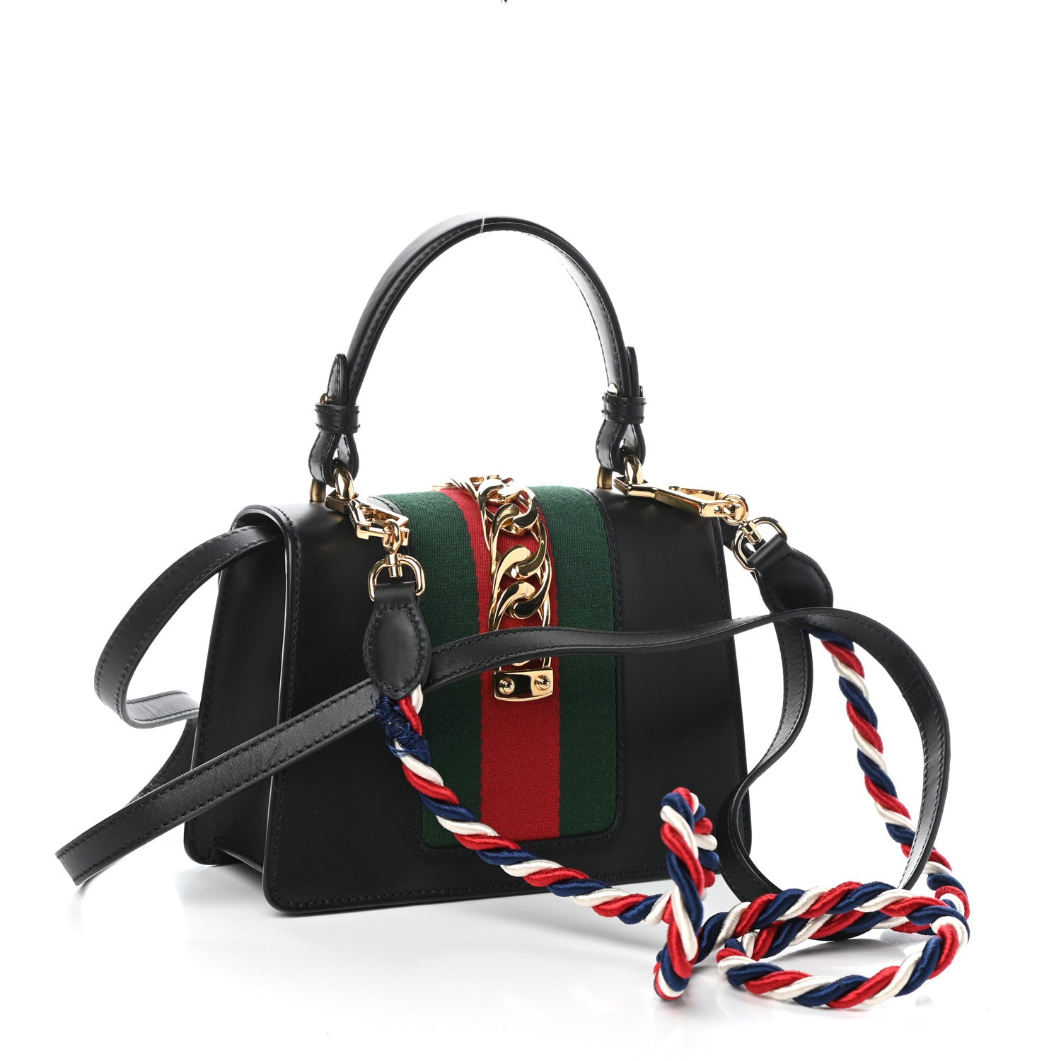 Gucci Calfskin Mini Sylvie Top Handle Bag Black 3 of 8
