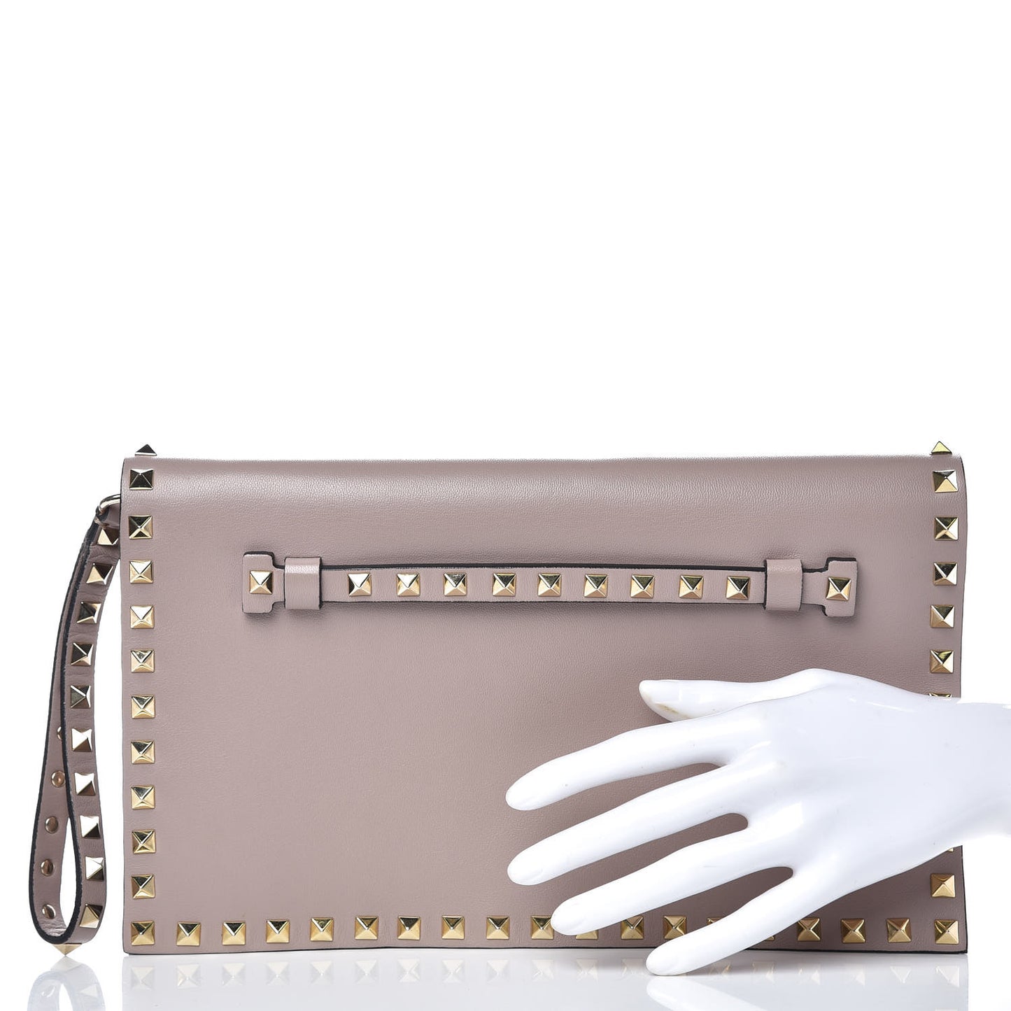 Nappa Rockstud Wristlet Clutch Poudre