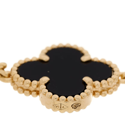 Van Cleef & Arpels 18K Yellow Gold Black Onyx 5 Motifs Vintage Alhambra Bracelet 5 of 7