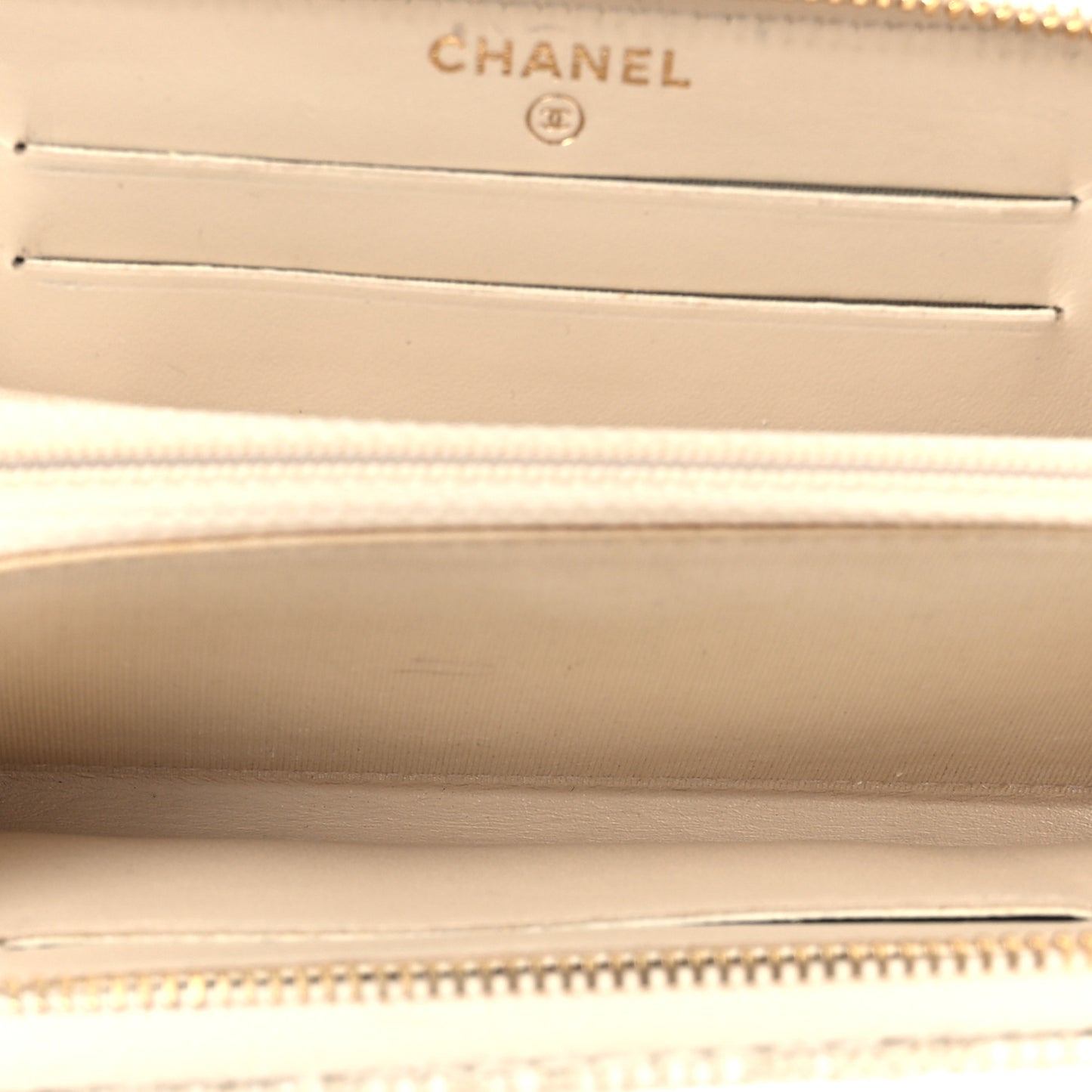 Lurex Canvas Deauville Medium Zip Around Wallet Beige