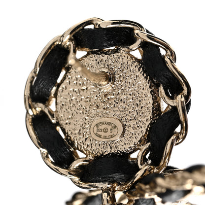 Chanel Lambskin CC Chain Drop Earrings Black Gold 4 of 5