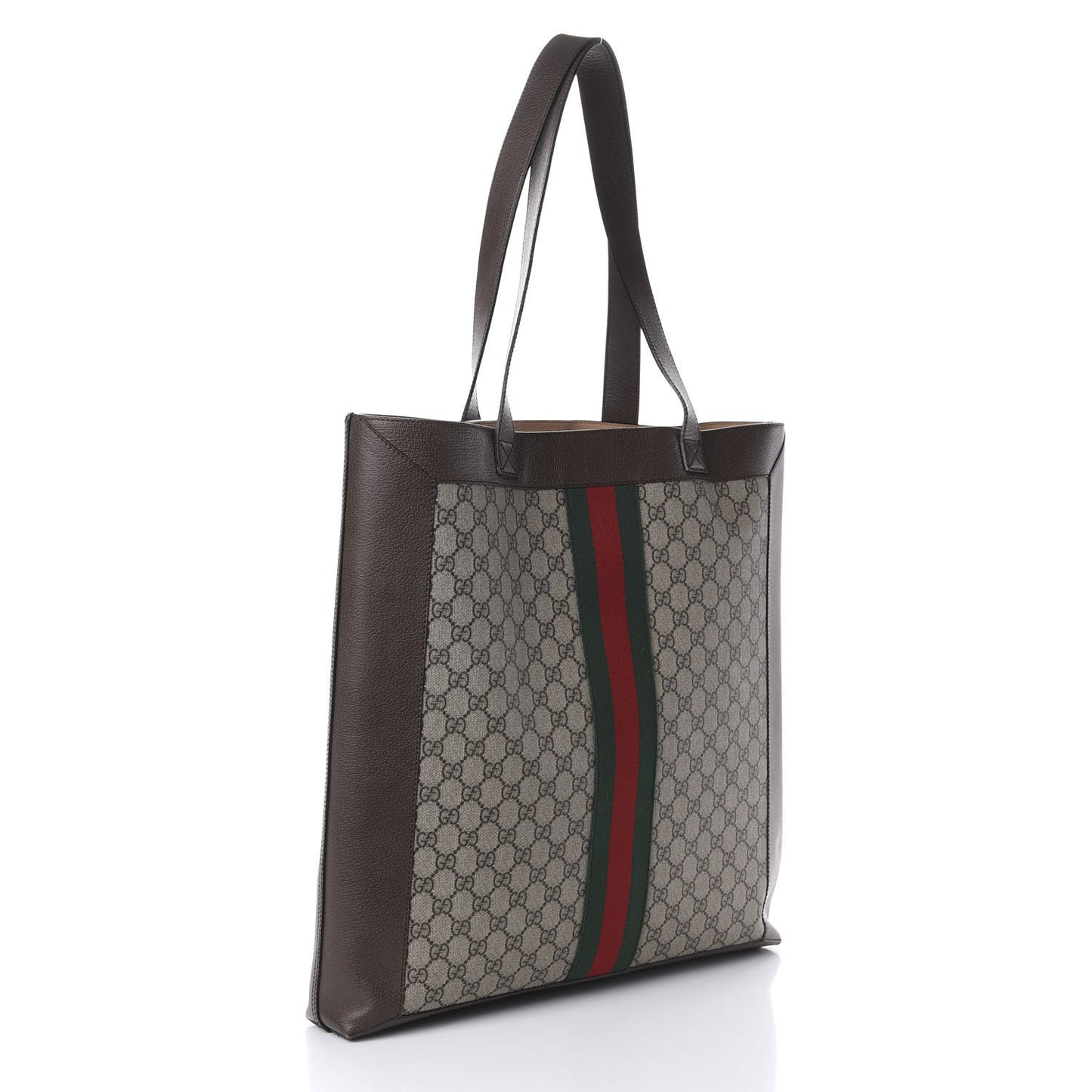 GG Supreme Monogram Web Large Ophidia Vertical Shopping Tote Brown