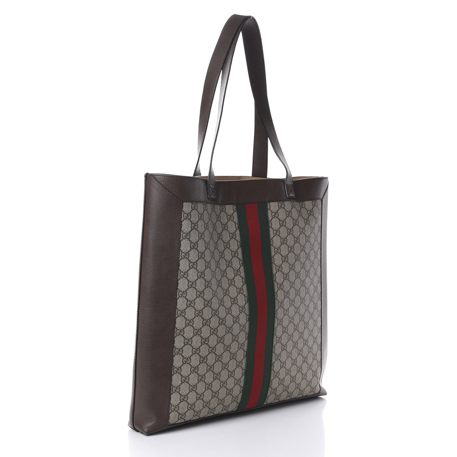Gucci GG Supreme Monogram Web Large Ophidia Vertical Shopping Tote Brown 3 of 10