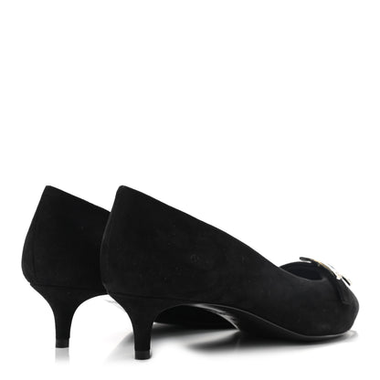 Hermes Suede Goatskin Blush 40 Pumps 36 Black 4 of 8