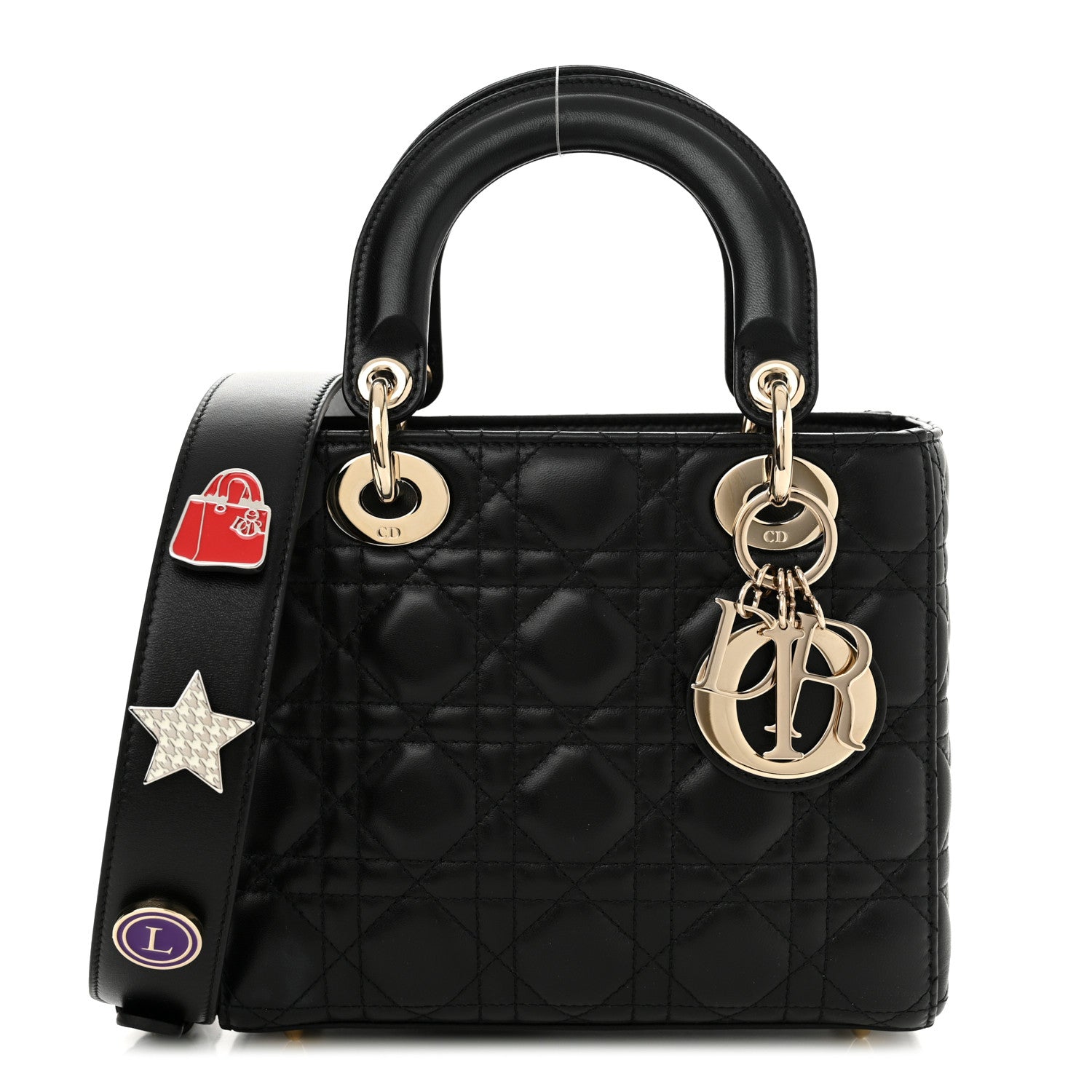 Christian Dior Lambskin Cannage Small Lucky Badges My Lady Dior Black 1 of 14