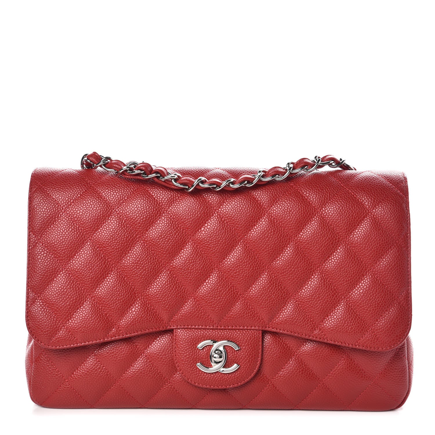 Chanel Caviar Quilted Jumbo Single Flap Red 1 of 8