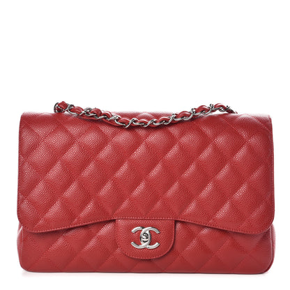 Chanel Caviar Quilted Jumbo Single Flap Red 1 of 8