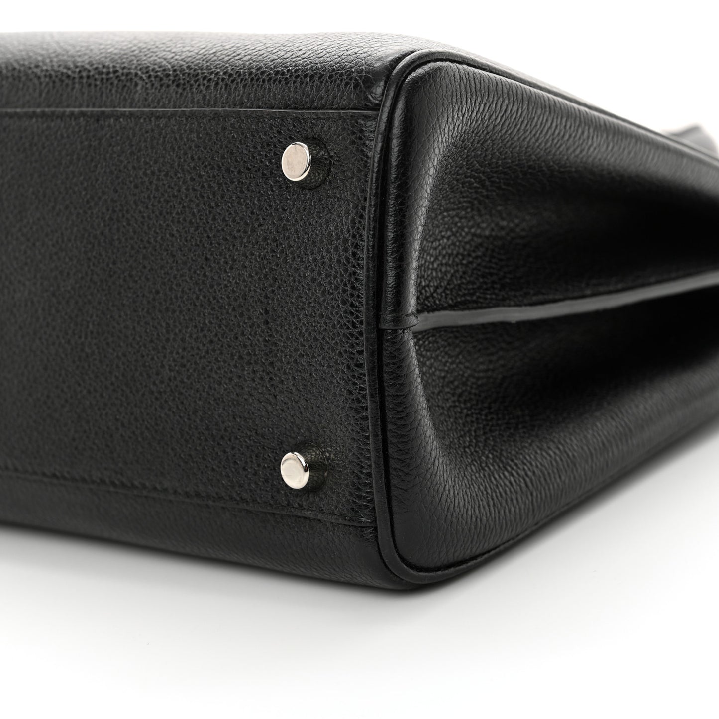 Grainy Calfskin Medium Zumi Top Handle Bag Black