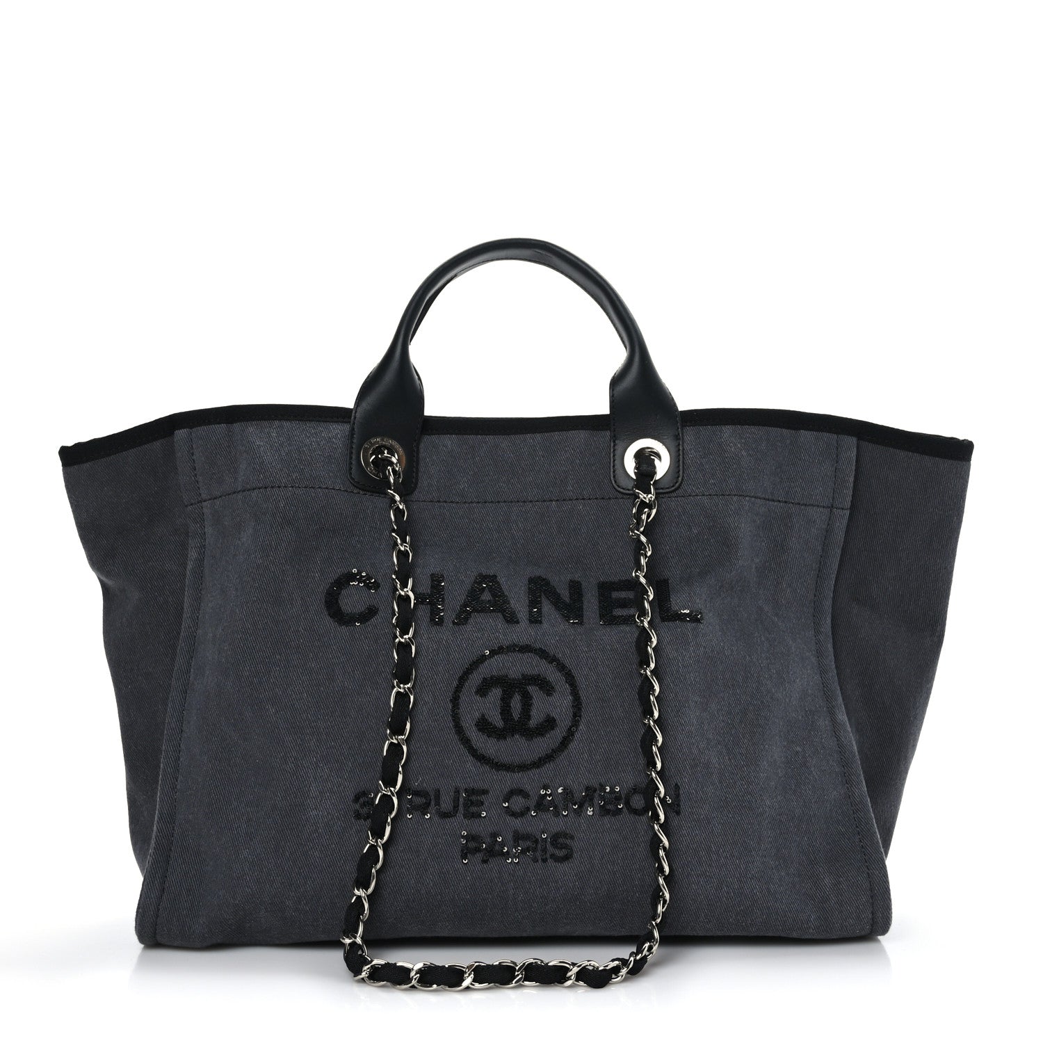Chanel Canvas Sequin Medium Deauville Tote Charcoal 1 of 9