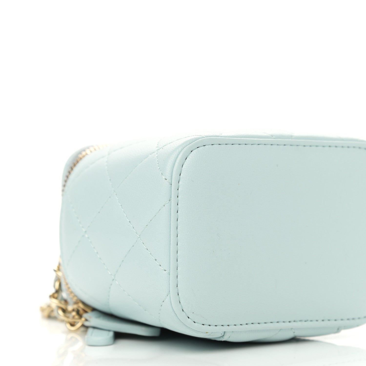 Chanel Lambskin Quilted Top Handle Mini Vanity Case With Chain Light Blue 9 of 13