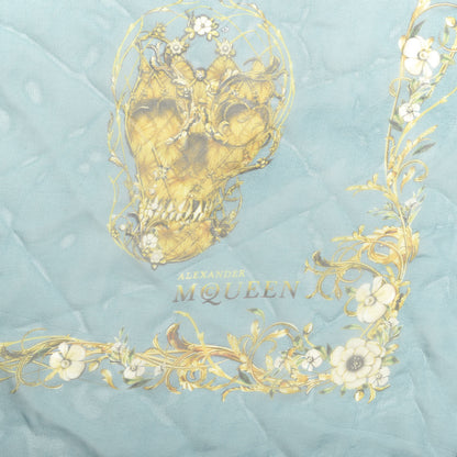 Alexander McQueen Modal Silk Flower Skull Scarf Blue 2 of 3