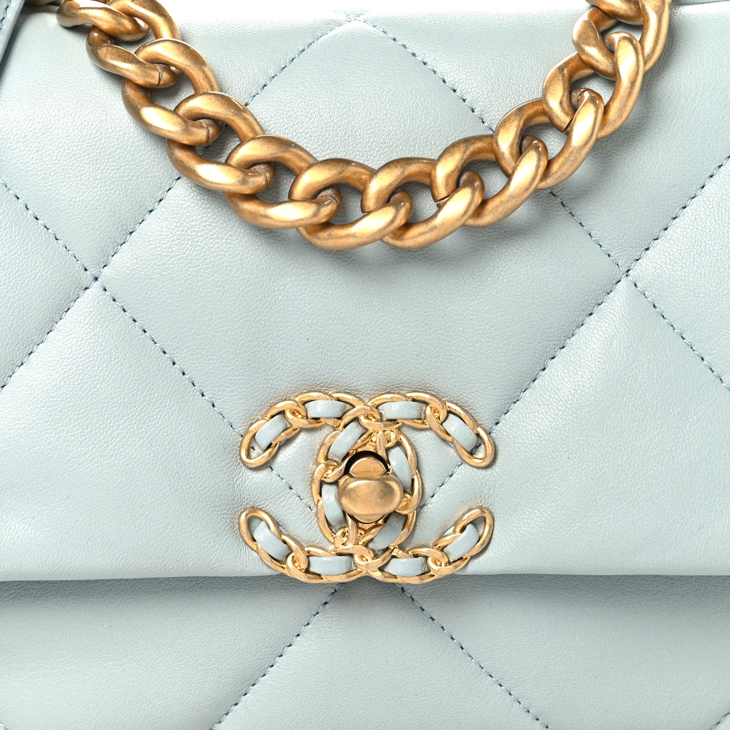 Chanel Lambskin Quilted Medium Chanel 19 Flap Light Blue 8 of 10