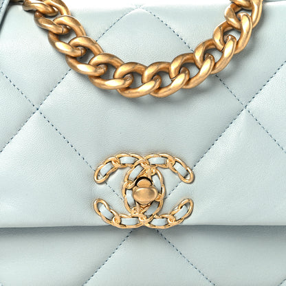 Chanel Lambskin Quilted Medium Chanel 19 Flap Light Blue 8 of 10