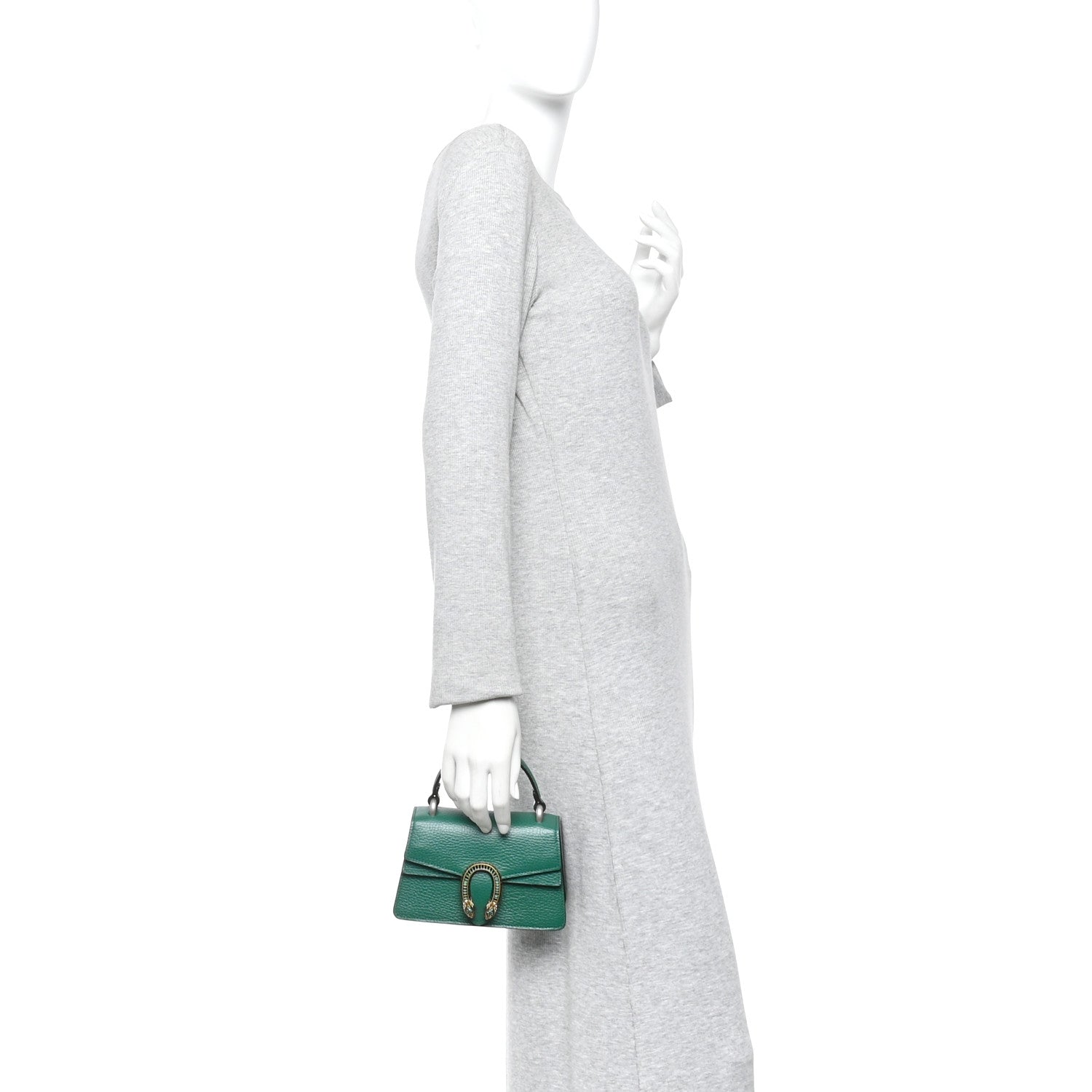 Gucci Dollar Calfskin Crystal Mini Dionysus Top Handle Bag Emerald 2 of 9