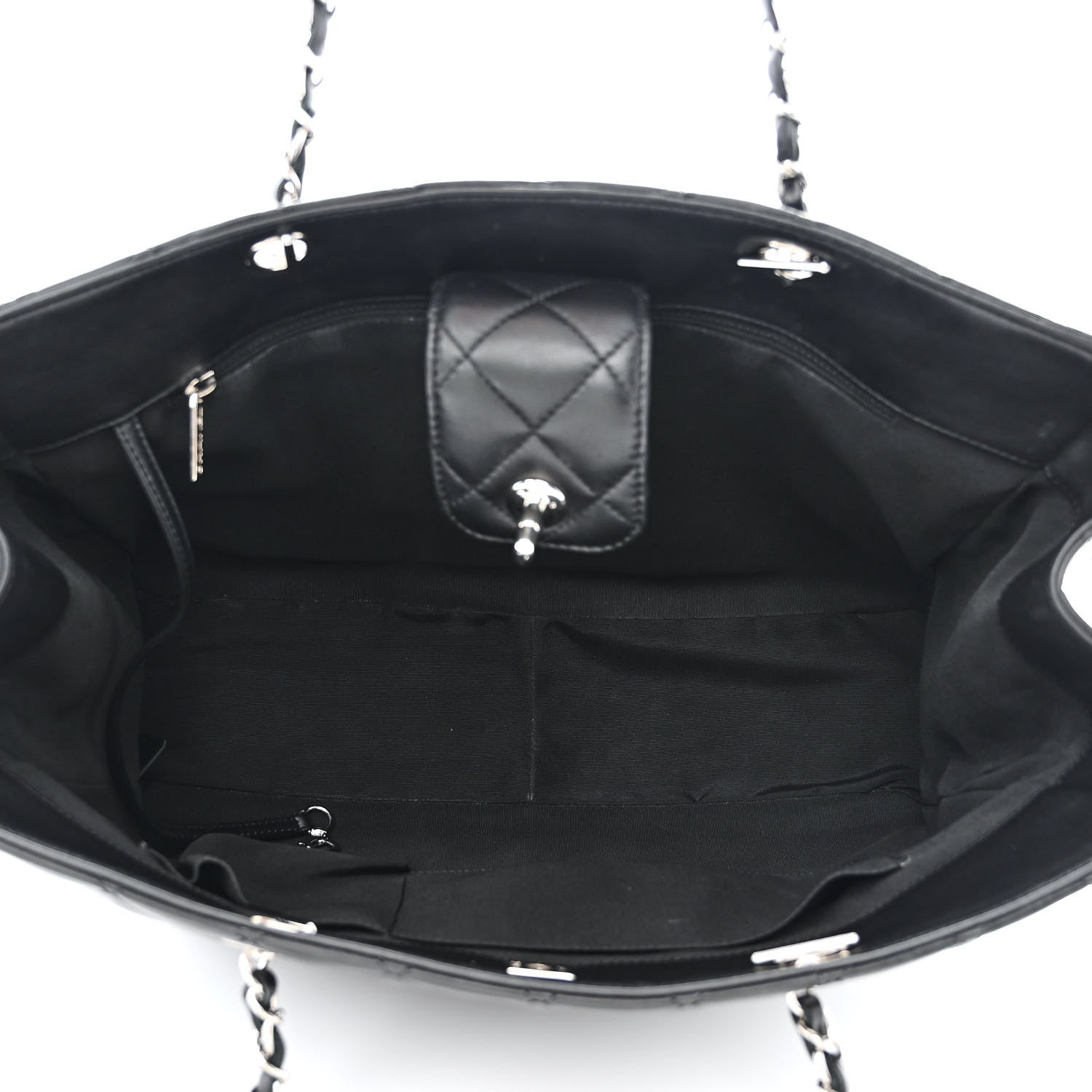 Chanel Calfskin Quilted Large Turn Lock Shopping Tote Black 5 of 11