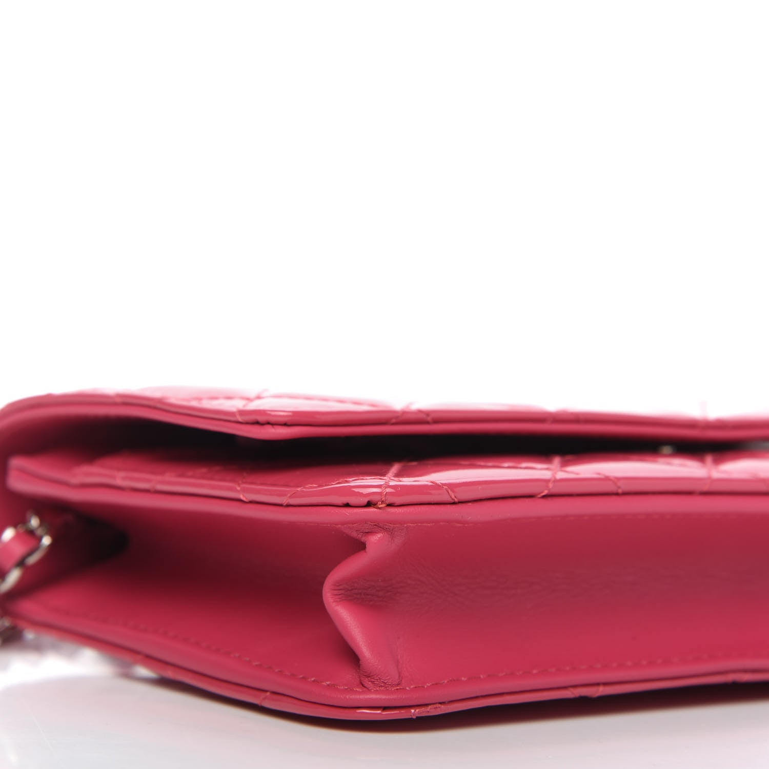 Chanel Patent Quilted Wallet On Chain WOC Fuchsia 6 of 11