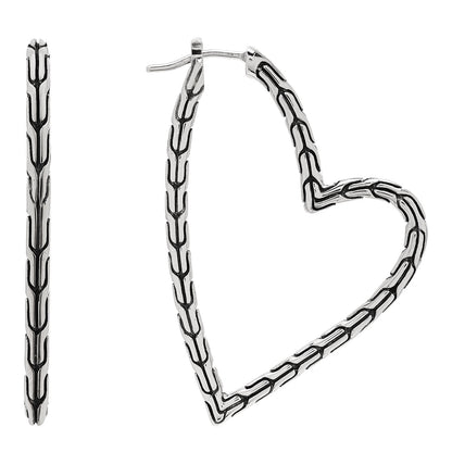 John Hardy Sterling Silver Classic Chain Manah Heart Hoop Earrings 1 of 5