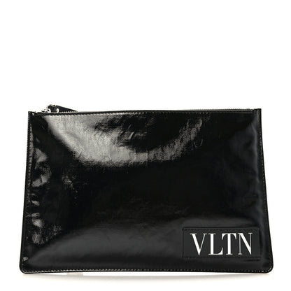 Valentino Garavani Vinyl VLTN Large Flat Zip Pouch Black 1 of 6