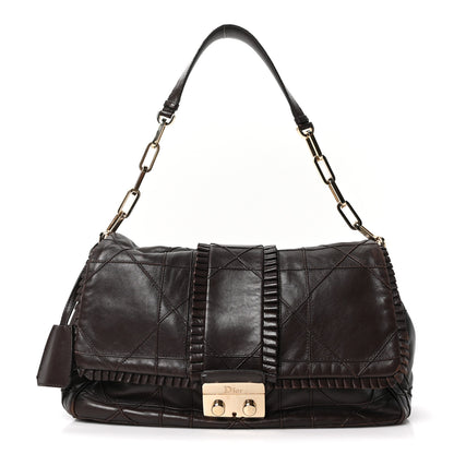 Christian Dior Lambskin Cannage Ruffle New Lock Flap Dark Brown 1 of 10