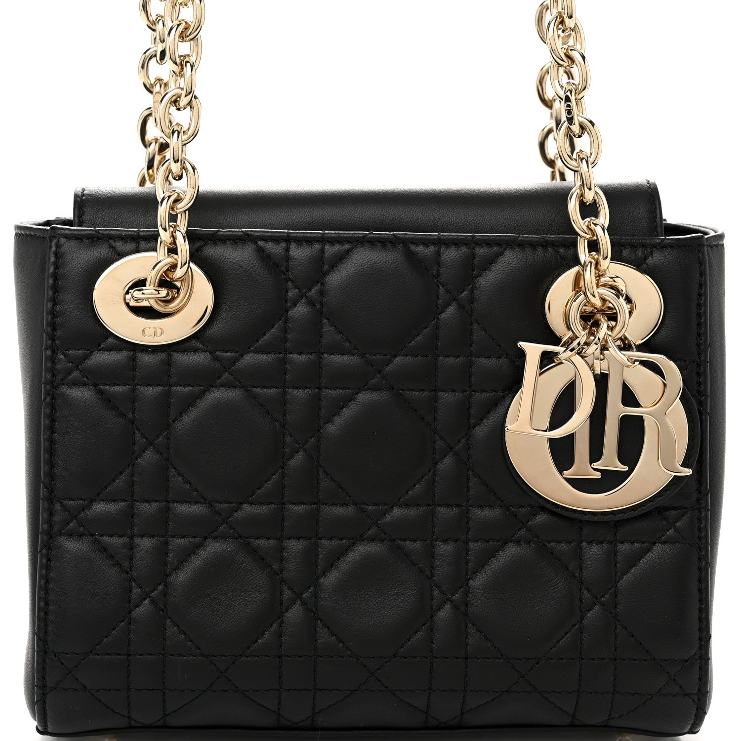 Christian Dior Lambskin Cannage Lady Dior Double Chain Bag Black 8 of 11