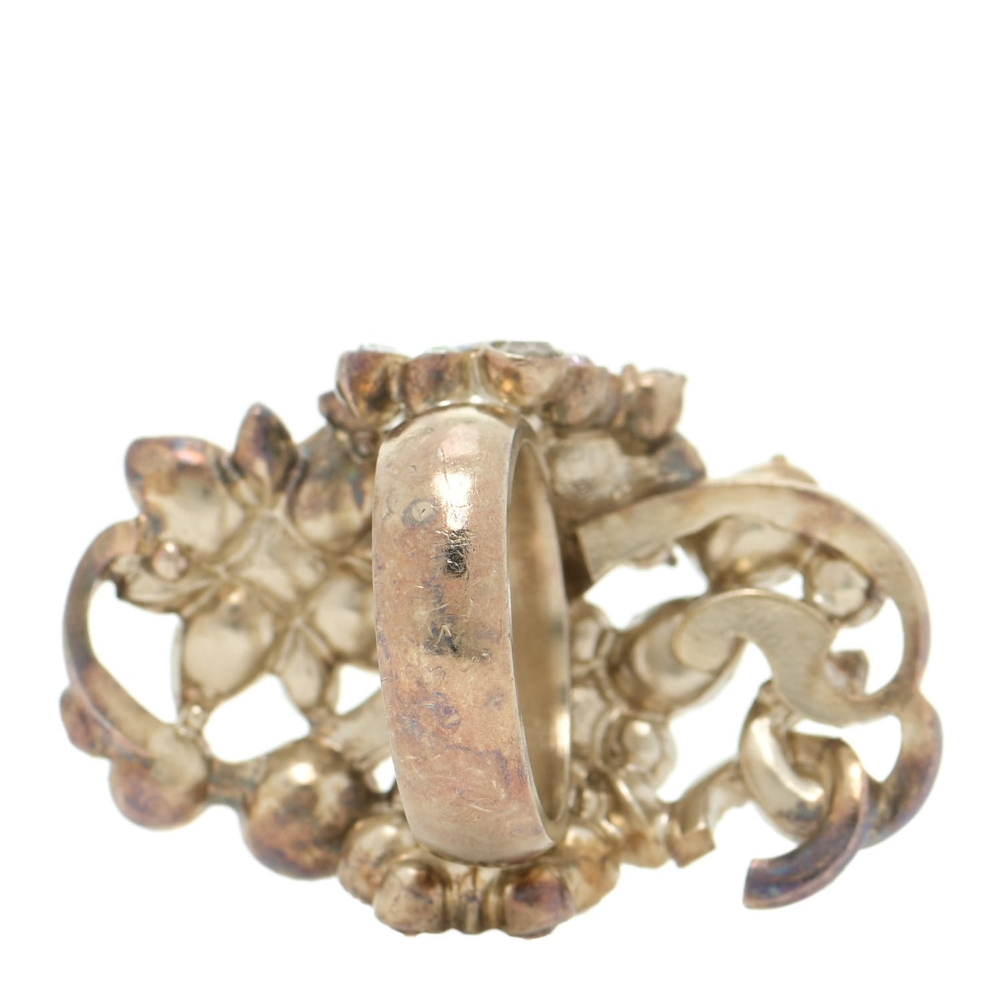 Crystal CC Cluster Ring 52 6 Gold Multicolor