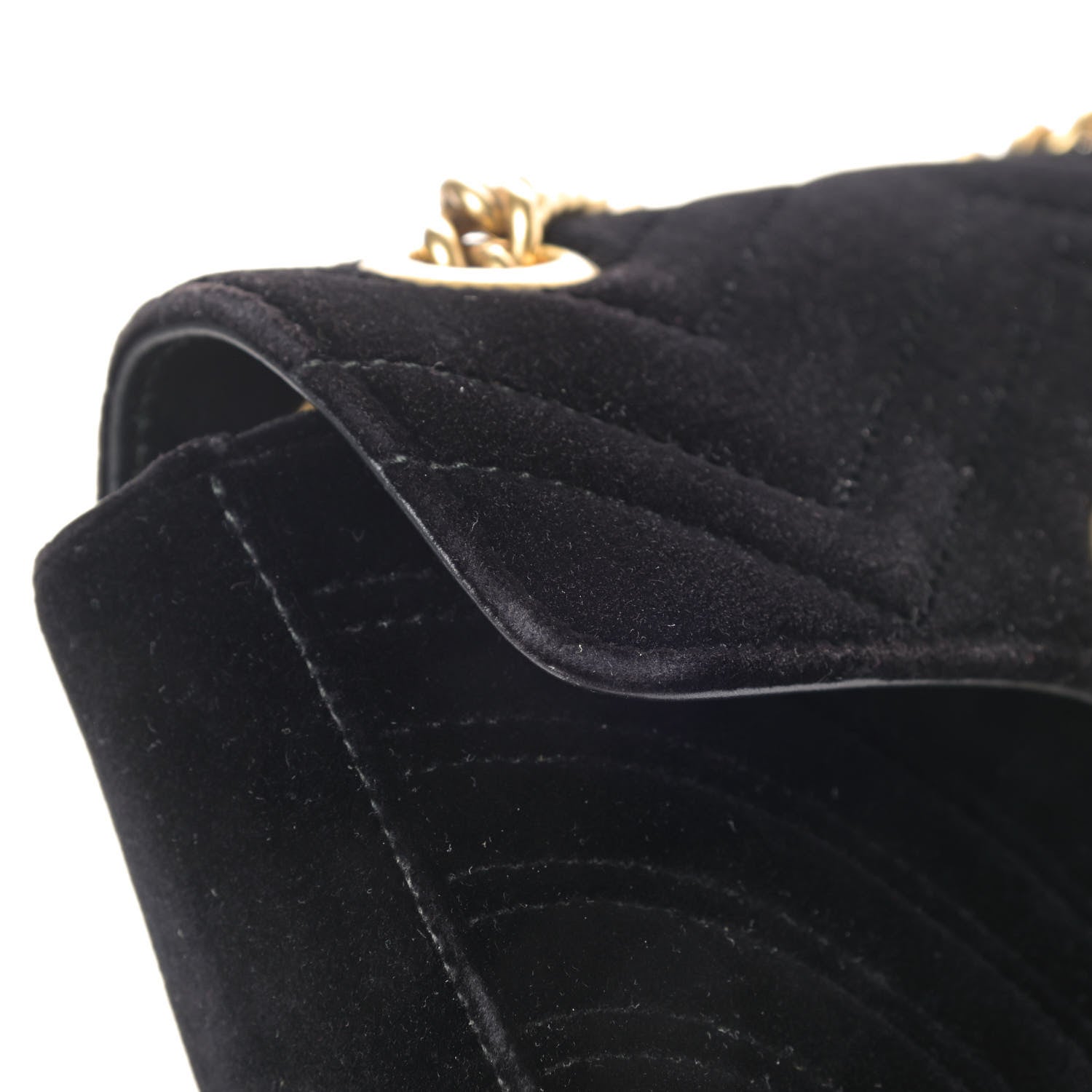 Gucci Velvet Matelasse Mini GG Marmont Shoulder Bag Black 5 of 5