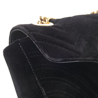 Gucci Velvet Matelasse Mini GG Marmont Shoulder Bag Black 5 of 5