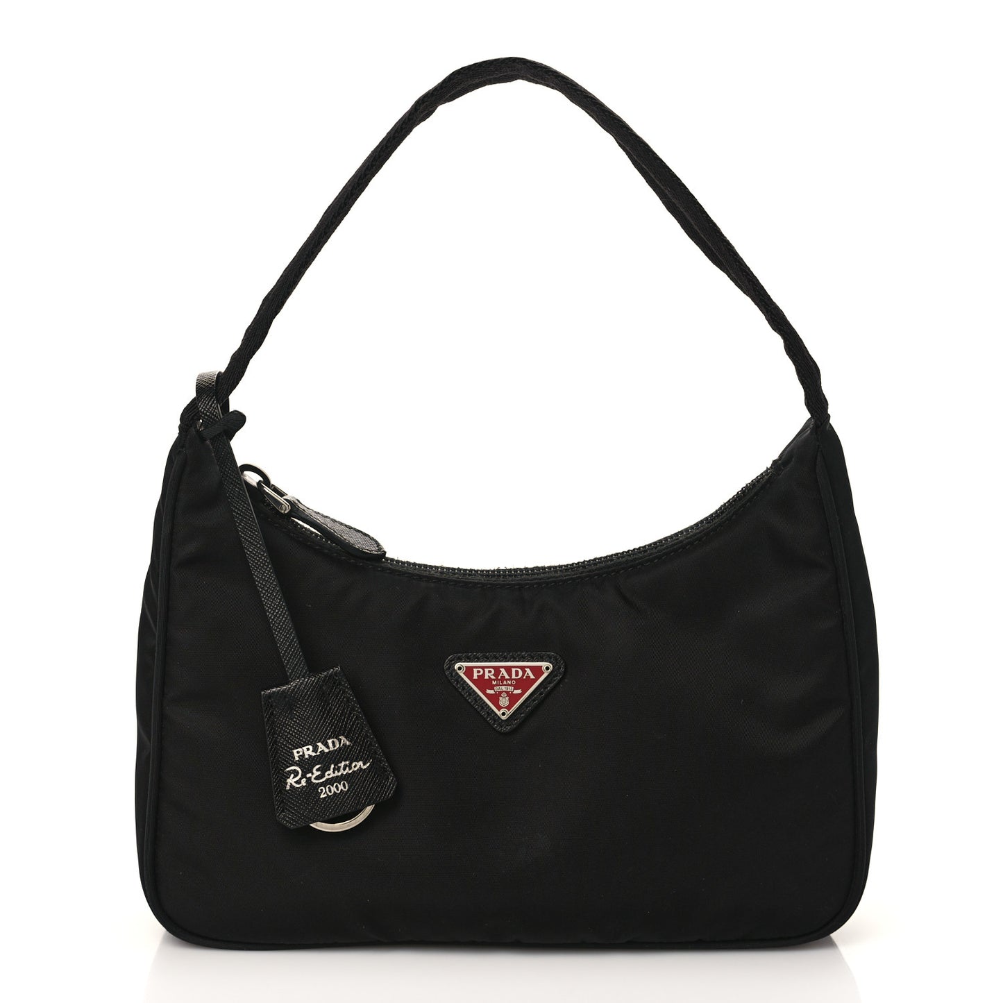 Tessuto Nylon Saffiano Lunar New Year Mini Re-Edition 2000 Bag Black Fuoco