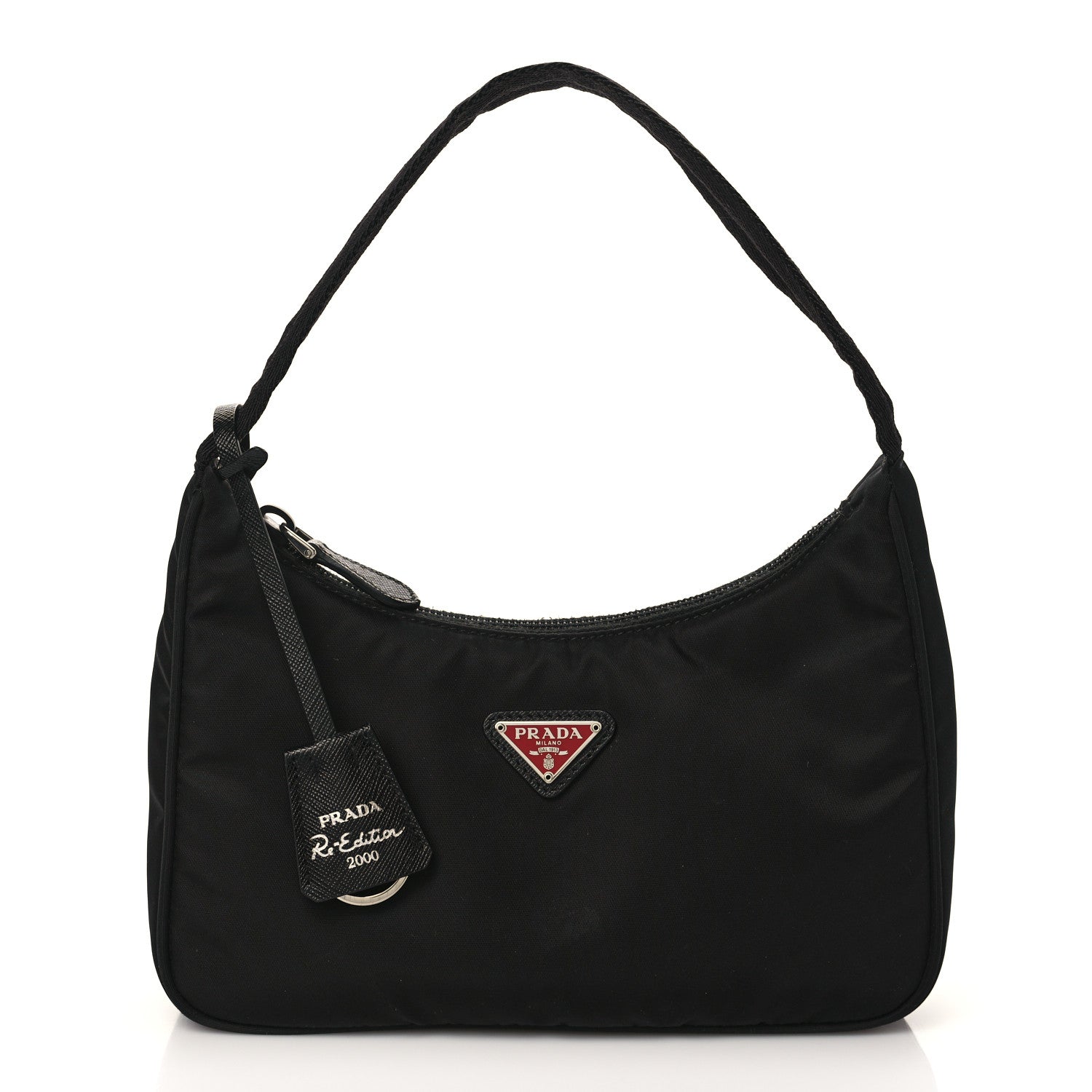 Prada Tessuto Nylon Saffiano Lunar New Year Mini Re-Edition 2000 Bag Black Fuoco 1 of 8