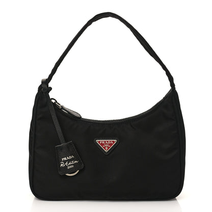 Prada Tessuto Nylon Saffiano Lunar New Year Mini Re-Edition 2000 Bag Black Fuoco 1 of 8