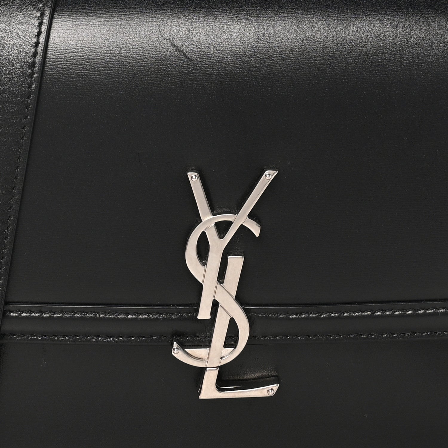 Saint Laurent Box Calfskin Monogram Medium Solferino Satchel Black 7 of 10