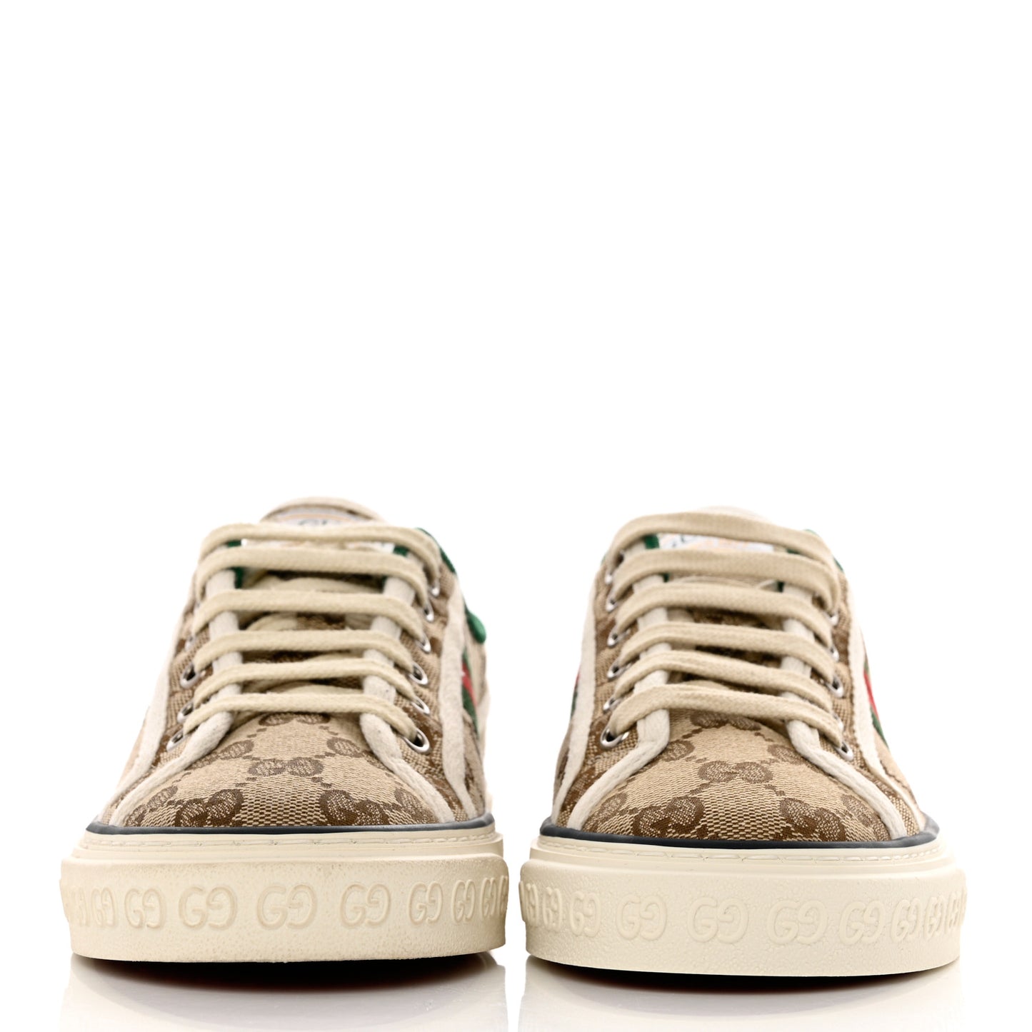 GG Monogram Web Womens 1977 Tennis Sneakers 36 Beige Ebony Mystic White