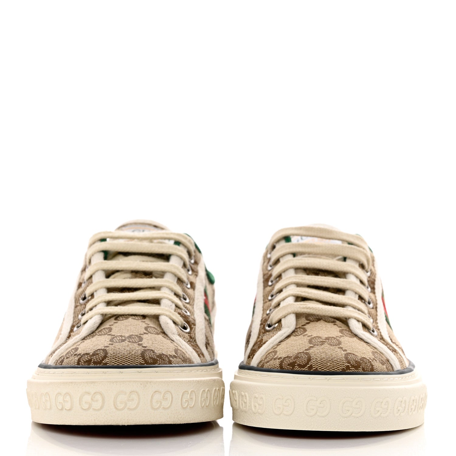 Gucci GG Monogram Web Womens 1977 Tennis Sneakers 36 Beige Ebony Mystic White 2 of 8