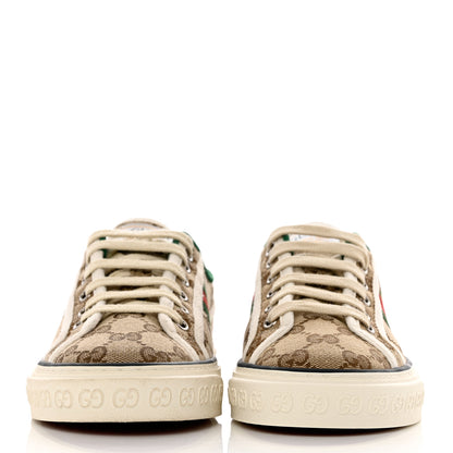 Gucci GG Monogram Web Womens 1977 Tennis Sneakers 36 Beige Ebony Mystic White 2 of 8