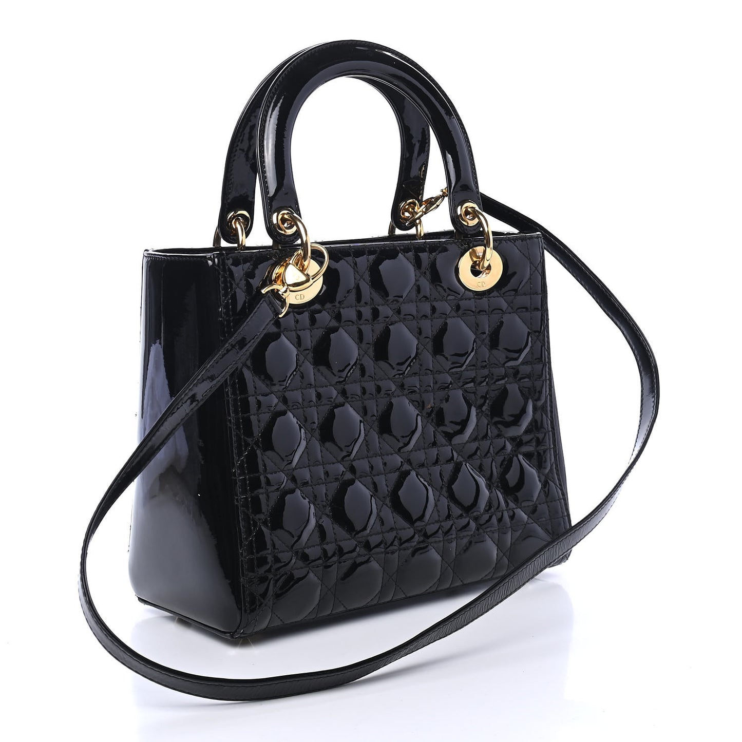 Patent Cannage Medium Lady Dior Black